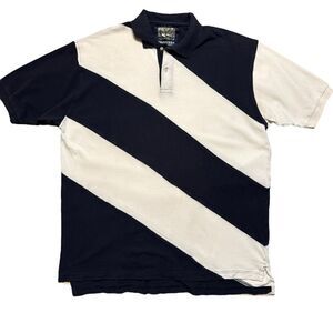Britches Great Outdoors Navy White Diagonal Color Block Vintage Polo Size XXL